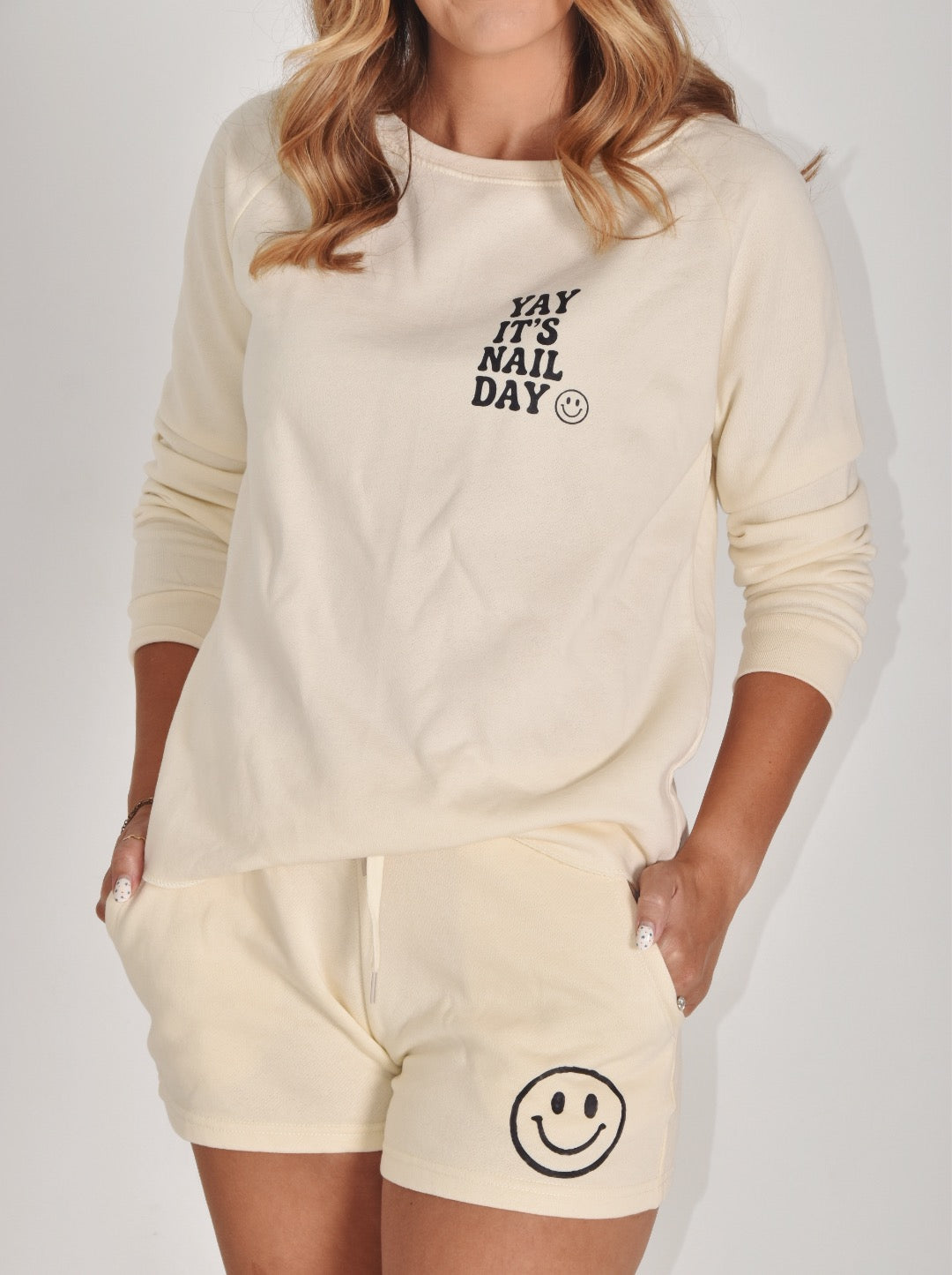 Yay It's Nail Day Lounge Sweater – by SEIDA Ivory